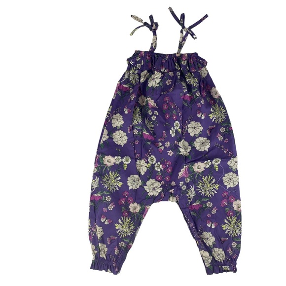 NWT Tea Collection Tie Shoulder Floral Baby Romper - Size 18-24M - Picture 2 of 9